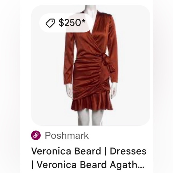 Veronica Beard Orange Ruched Wrap Dress - Picture 5 of 14